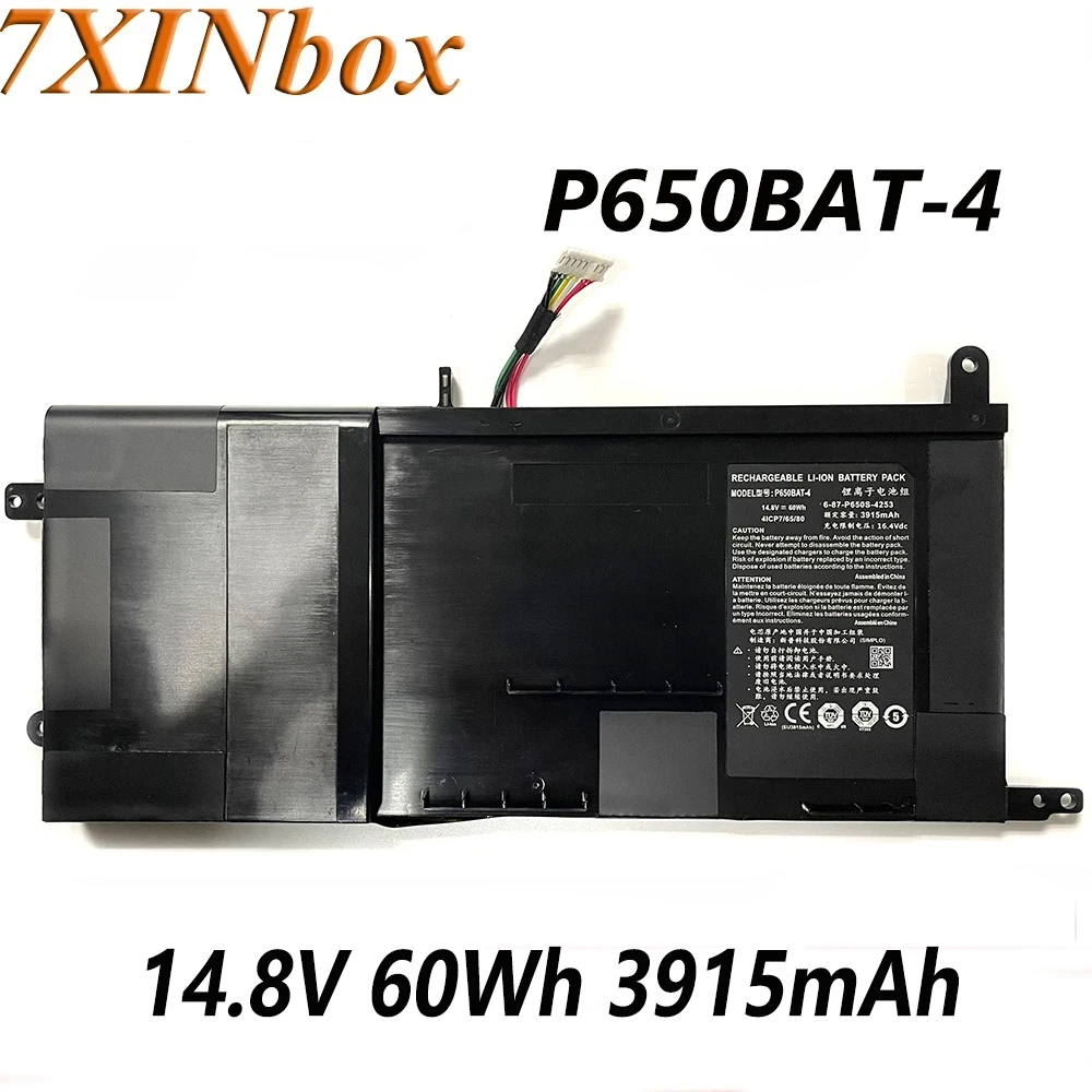 

7XINbox 14.8V 3915mAh P650BAT-4 P6MBAT-4 6-87-P650S-4252 Laptop Battery For CLEVO P650SG P655RA P670RG P651RG P671RE3 Z7 Series