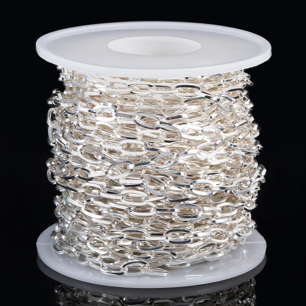 Stainless Steel Silver Square Link Chain for Jewelry Making - 3 Meters Total