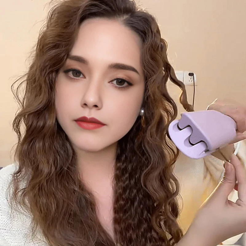 10mm 4 Barrel Hair Crimper Beach Waves Volumizing Hair Curling Iron PTC Heating Ceramic Waver Styling Tools for Women Girls