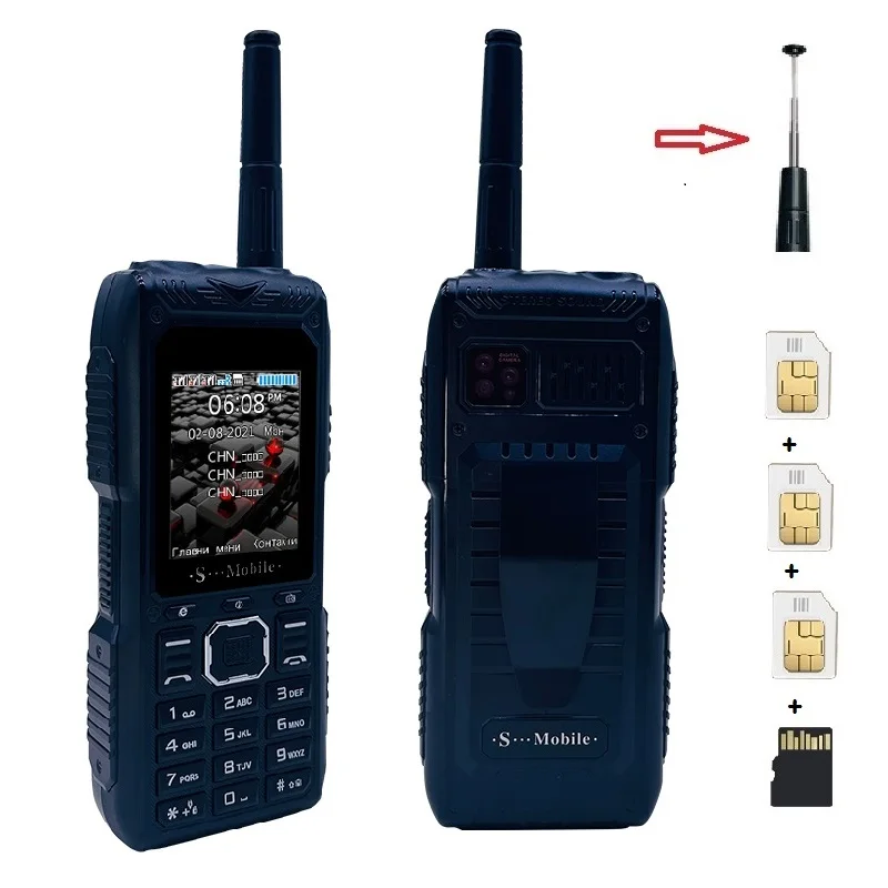 S555 Three Cards Three Standby Outdoor Mobile Phone Standby Long  Can Pull Up Antenna Signal Strongly with Waist Clip