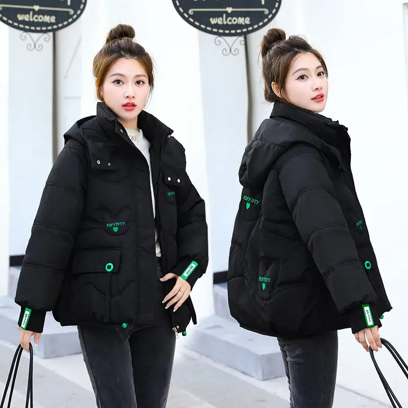 2023 New Women Down Cotton Coat Winter Jacket Female Short Parkas Loose Thick Outwear Hooded Leisure Time Versatile Overcoat pinkyisblack 2020 new winter jacket women parkas hooded thick down cotton padded female jacket short winter coat women outwear