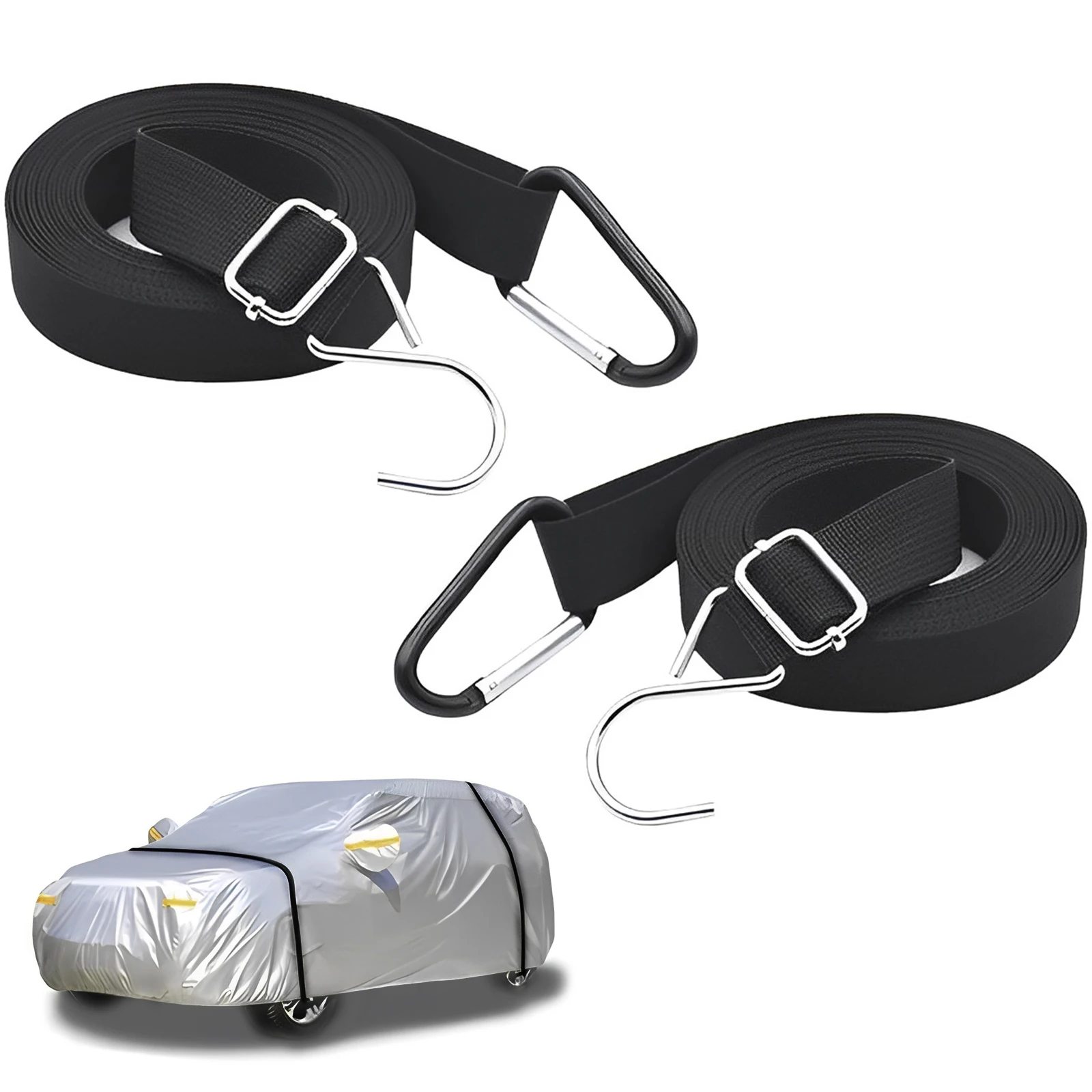 Windproof Adjustable Vehicle Cover Securing Straps - Durable Nylon Protector Ropes (2 Pack)