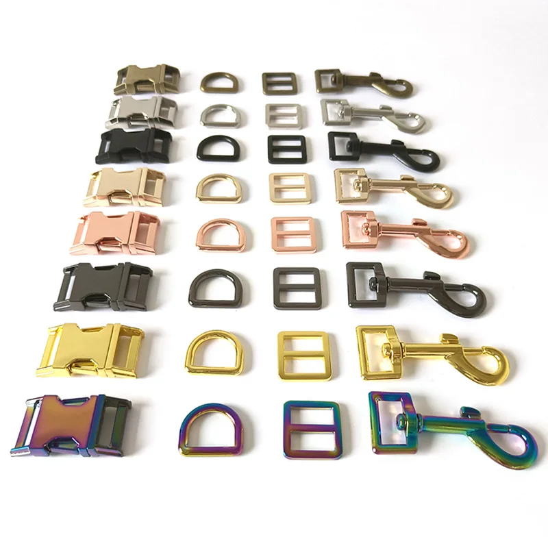 100 Sets/Lot Wholesale Metal Hook Buckle D Ring Adjuster Dog Collar