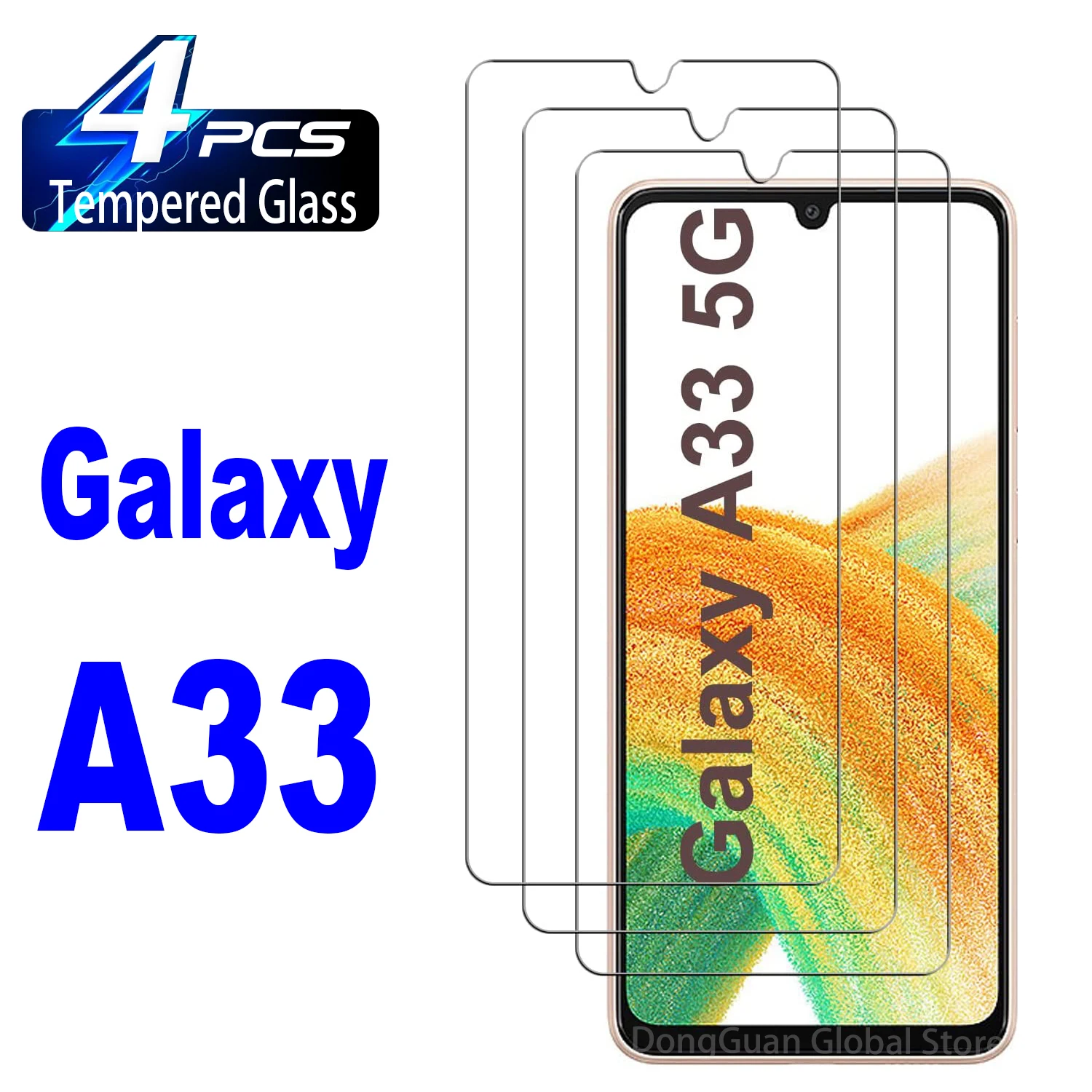 2/4Pcs High Auminum Tempered Glass For Samsung Galaxy A33 5G Screen