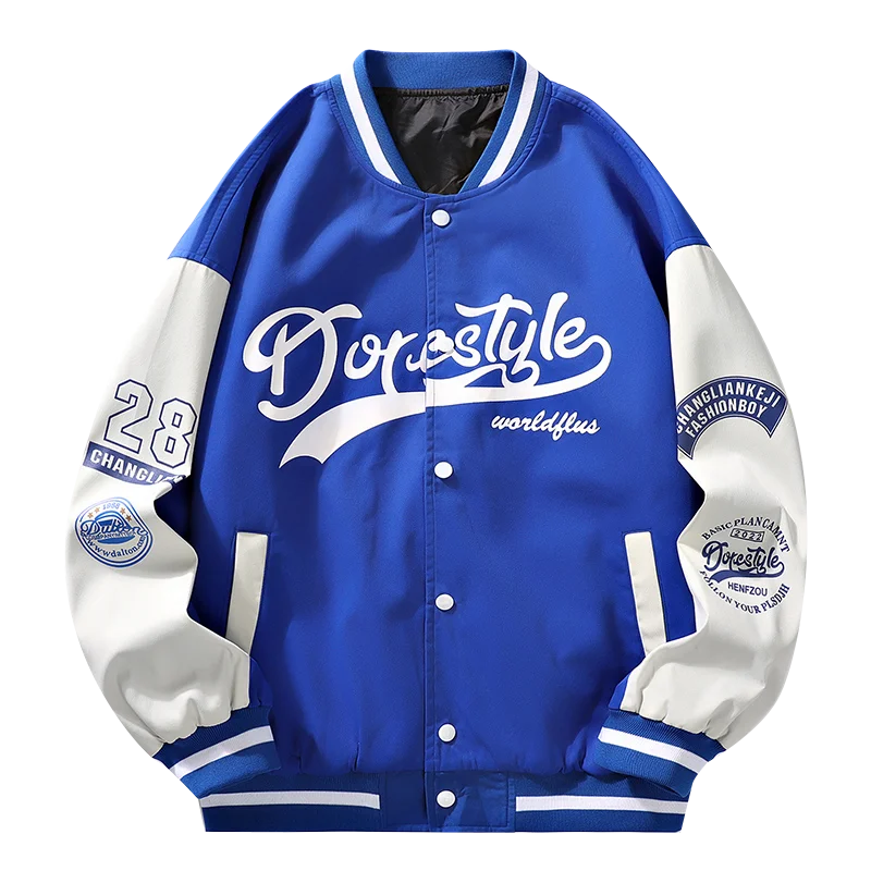 

Soild Color Baseball Jacket for Men Trendy Y2K Spring and Autumn Loose Casual Youth Student Jacket Male Streetwear Style Coats