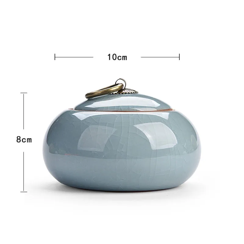 European Ceramic Tea Pot Ice Cracked Glaze Decor Seal Storage Jar with Lid Modern Living Room Desktop Candy Jars Home Decoration for ceramic storage jar