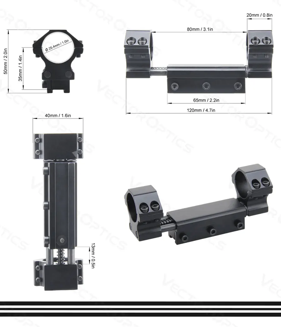 Description Picture 6 of itemVector Optics 25.4Mm One Piece Zero Recoil Weaver Mount Fit 21Mm Weaver Rail with Reocil Spring Buffer System for Hunting Scope