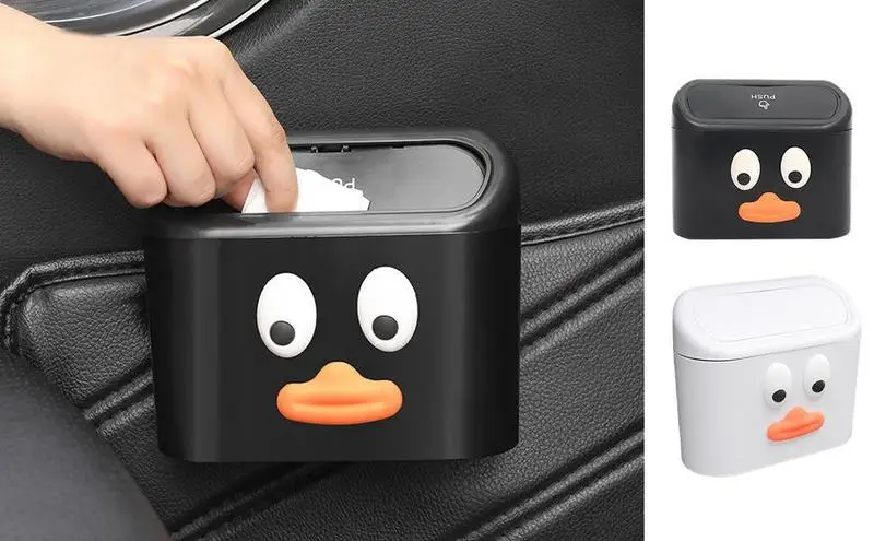

Car Trash Basket Automotive Front Seat Press Top Dust Can Wasketbasket Auto Trash Can Hanging Mini Vehicle Garbage Organization