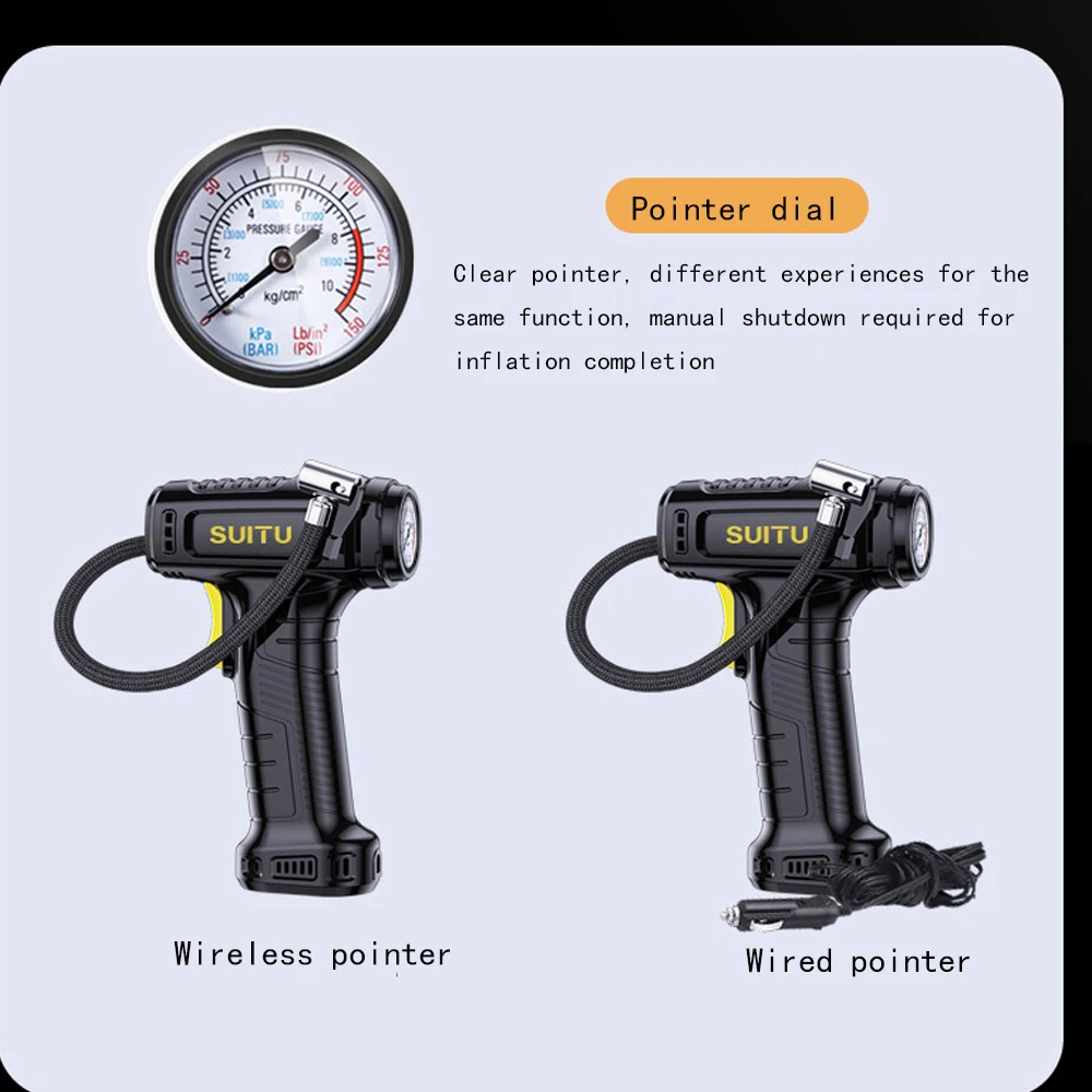 New 120W Car Air Pump Wireless Wired Tire Inflatable Pump Portable Car Air Compressor Electric Tire Inflator For Bicycle