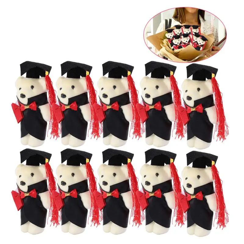 

30Pcs 12cm Bears Dolls Standing Graduation Ceremony Bear Flower Bouquet Decoration Adorable Bear Graduates Gift Accessories