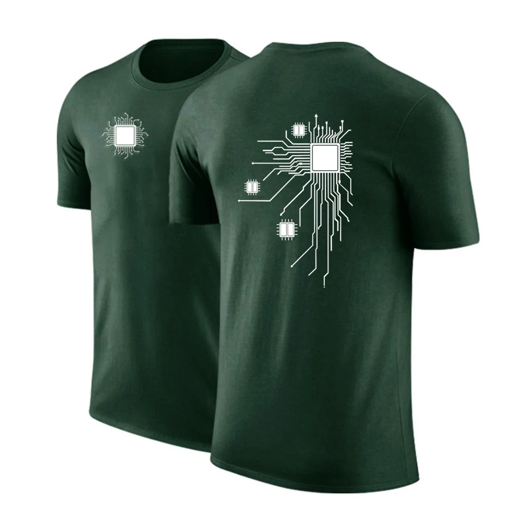 CPU Processor Circuit Diagram 2023 Summer New Fashion Men Solid Color Short Sleeve Hight Quality Popular Casual Tee Clothing