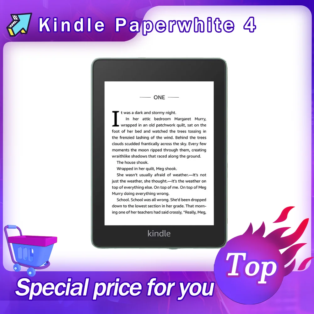 Kindle Paperwhite4 Black 8GB eBook e-ink Screen WIFI 6"LIGHT Wireless Reader With built-in backlight e-Book Reader
