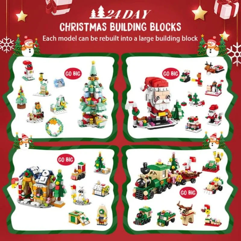 Christmas Advent Calendar 24 Days Countdown Surprise Blind Box Building Blocks Puzzle Assembly Toys For Kids Adult Gifts christmas countdown calendar