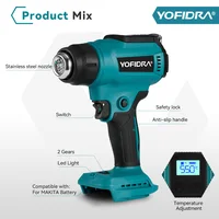 Yofidra 550℃ Hot Air Gun 2 Gears Adjustable LED Display Cordless Rechargeable Industrial Home Tools For Makita 18V Battery 2