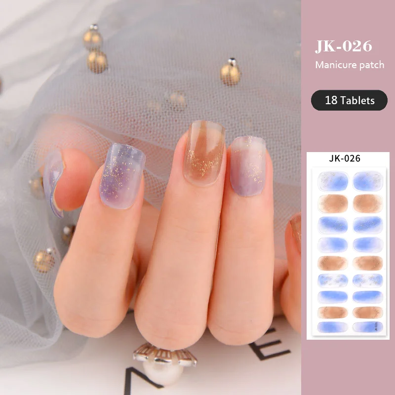 

18 насадок, полузатвердевающие гелевые наклейки для ногтей, 3D патчи для ногтей, позолоченные, фототерапия, лак для ногтей, клейкие наклейки, украшения для дизайна ногтей