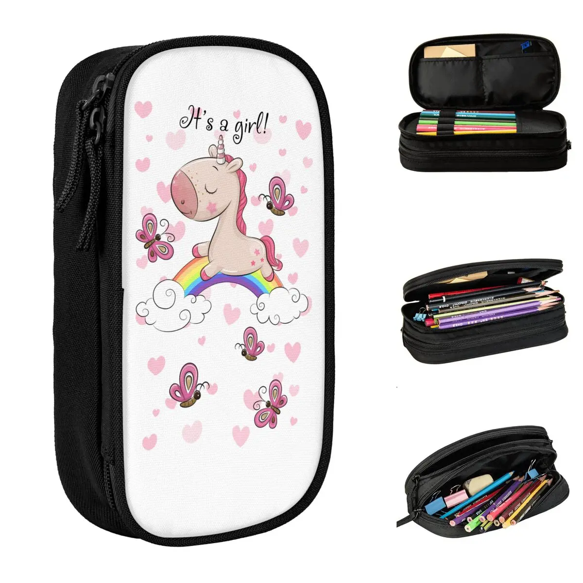 

Girls Unicorn Pencil Cases Pen Box Bags for Student Large Storage Students School Zipper Pencil Pouch