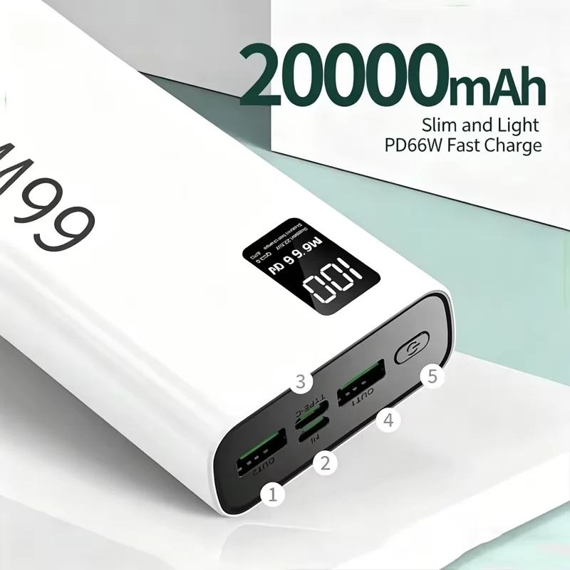 레노버 66W 초고속 보조배터리 200000mAh LED 디스플레이 PD 20W 선물용 고속 충전 아이폰 안드로이드 겸용