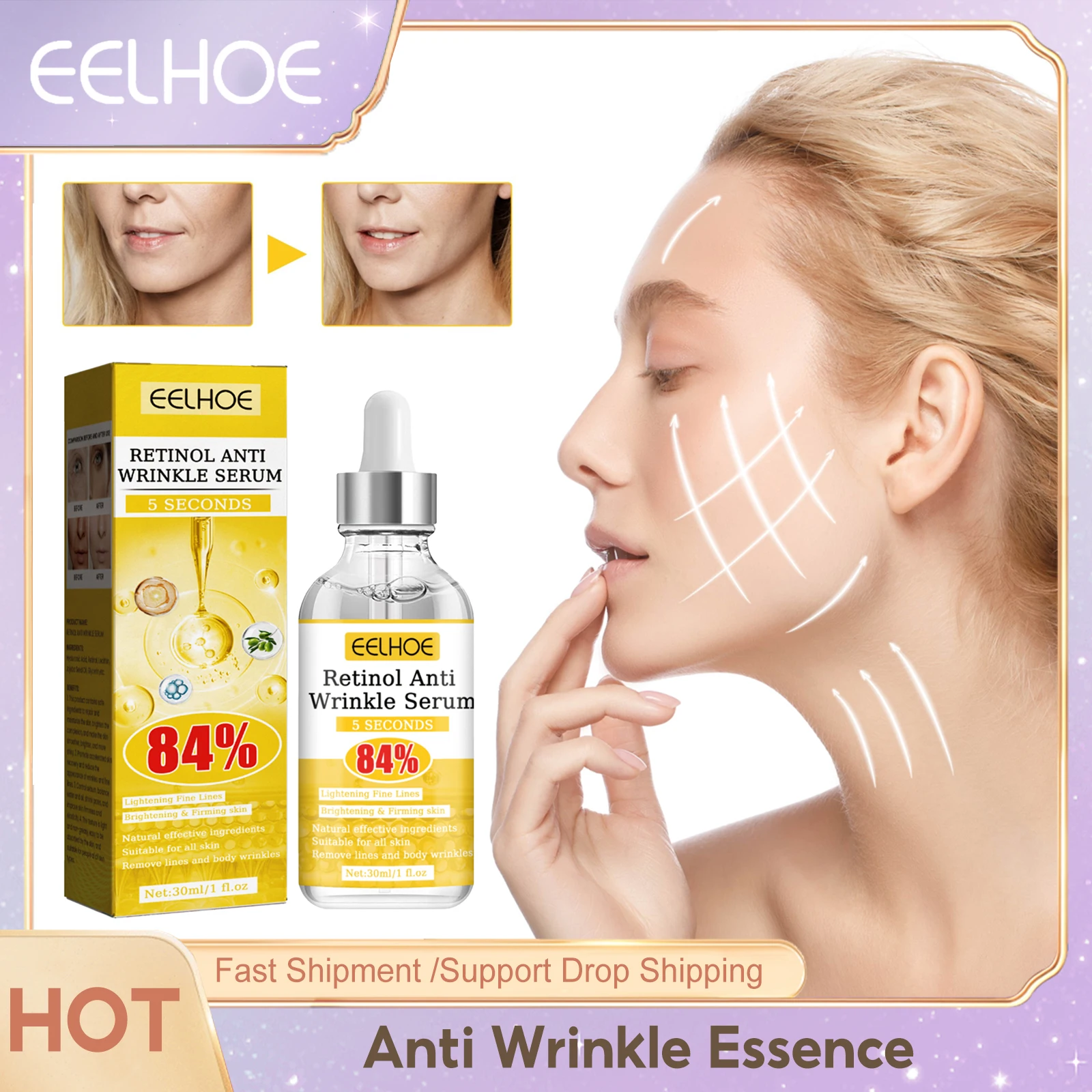 

Ordinary Retinol Serum Fade Dark Spots Firming Lifting Anti Aging Remove Wrinkle Moisturize Hyaluronic Acid Facial Essence 30ml