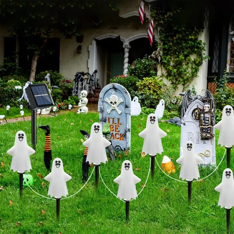 Halloween Path Lights Waterproof Solar Ghost Stake Lights Ghost Pathway Lights Halloween Pathway Lights Ghost Decorations For 3