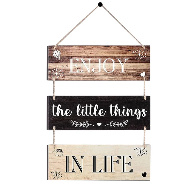 Hálószoba Nappali, Mondván Lógó Jel Rusztikus Családi Parasztház Élvezze Az Apró Dolgokat Otthoni Fa Fali Művészeti Árajánlat Táblán - Image 2