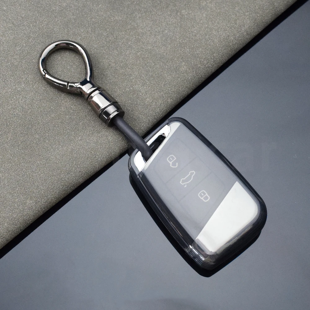 Transparent TPU Car Key Case Cover with Keychain Accessories