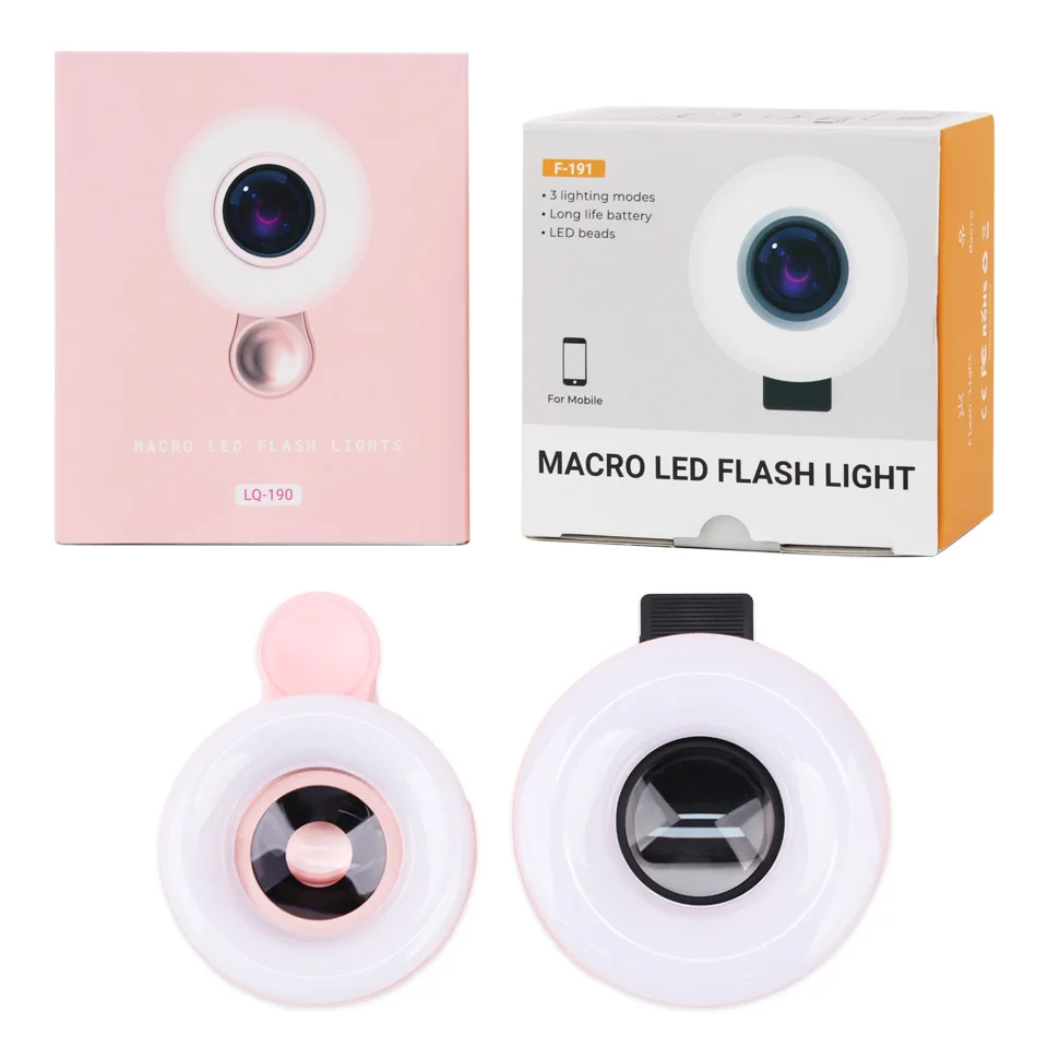 모바일용 새 렌즈 15배율 필링 링 라이트 셀카 라이브 램프 카메라 렌즈 LED 유니버설 플래시 스마트폰 휴대용 라이트 클립 포함