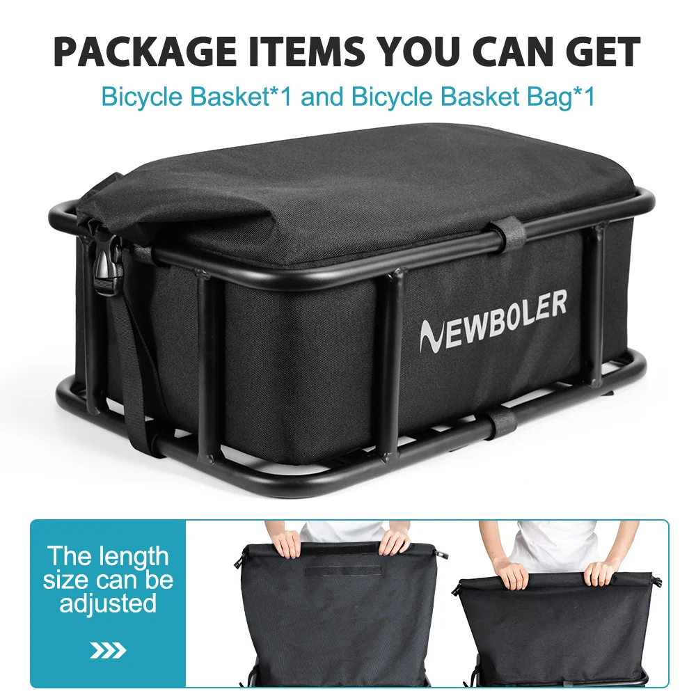 Grand Panier Arrière Vélo Samrelax - Métal Noir, Avec Filet, Doublure Et Housse étanche