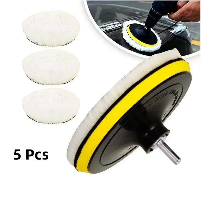 car polishing pad 5Pcs 3/4/5 Inch Polishing Kit Car Waxing Sponge Disk Wool Wheel Auto Paint Care