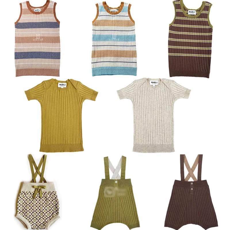 Kids Knit T Shirts New Summer Mabli Brand Baby Boys Girls Cute Short Sleeve Top T Shirts for Toddler Cotton Tees Clothes
