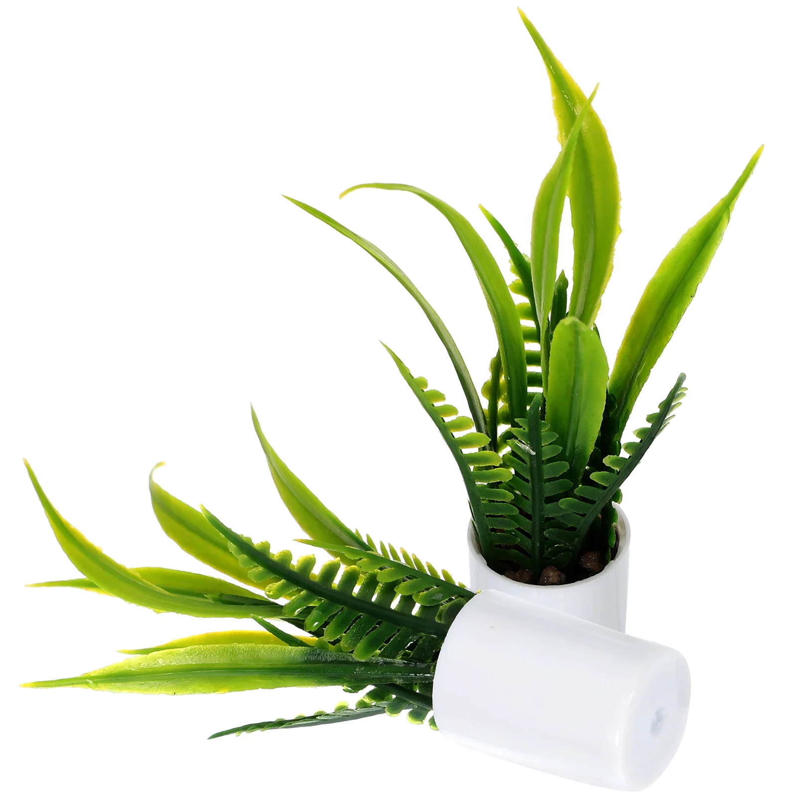 

2 Pcs Plastic Plants House Ornament Flowerpot Accessories Miniature Bonsai Adorn Adornment Potted