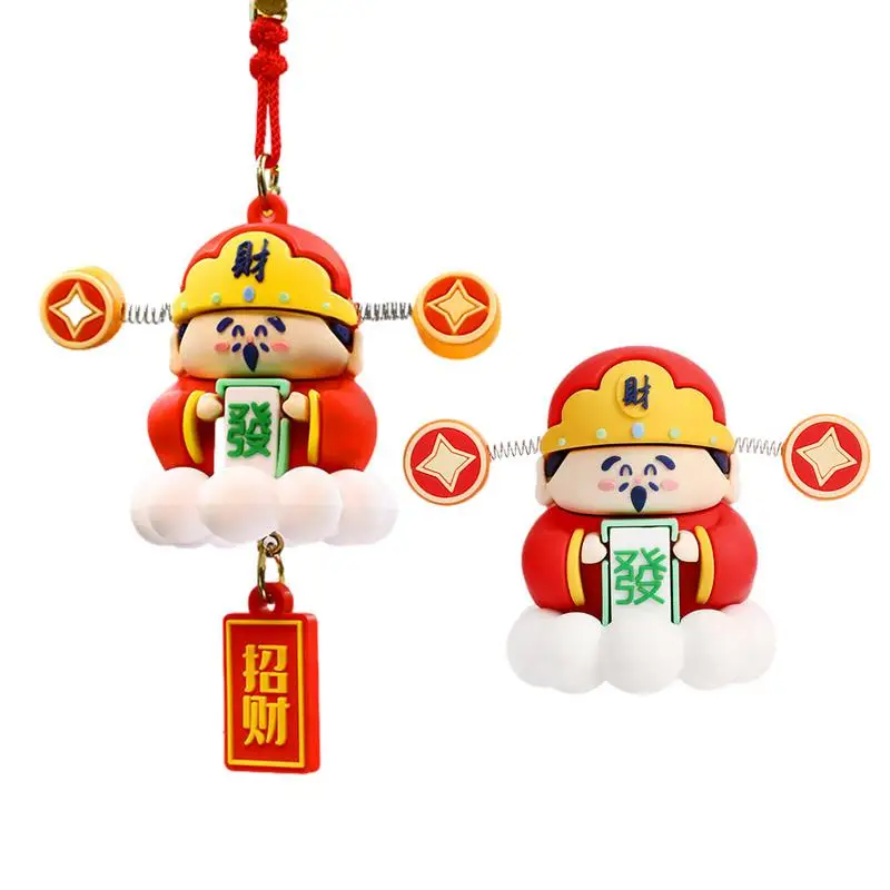 

New Year 2024 Car Mirror Hangable Ornament Hangable God Of Wealth Ornament Silicone Decorative Feng Shui Pendant Car Accessories
