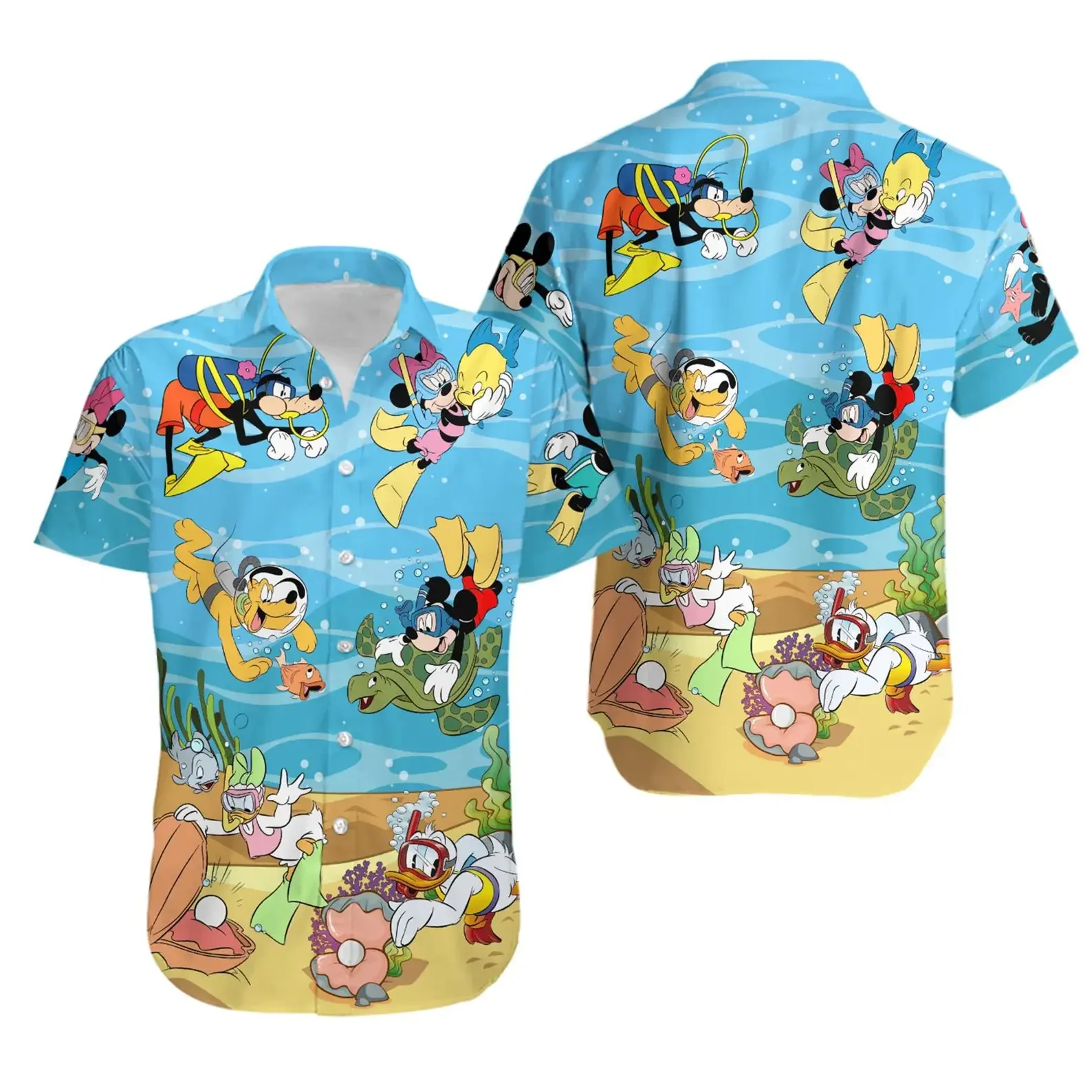 Disney Pluto Dog Hawaiian Shirts Men's Women Summer Short Sleeve Shirts Disney Hawaiian Casual Beach Harajuku Top