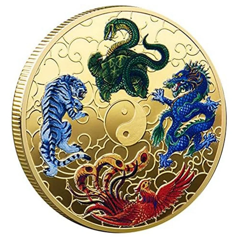 

1Set Ancient Mythical Creatures Lucky Coin Lottery Ticket Scratcher Tool Lucky Charms Challenge Coin Gold