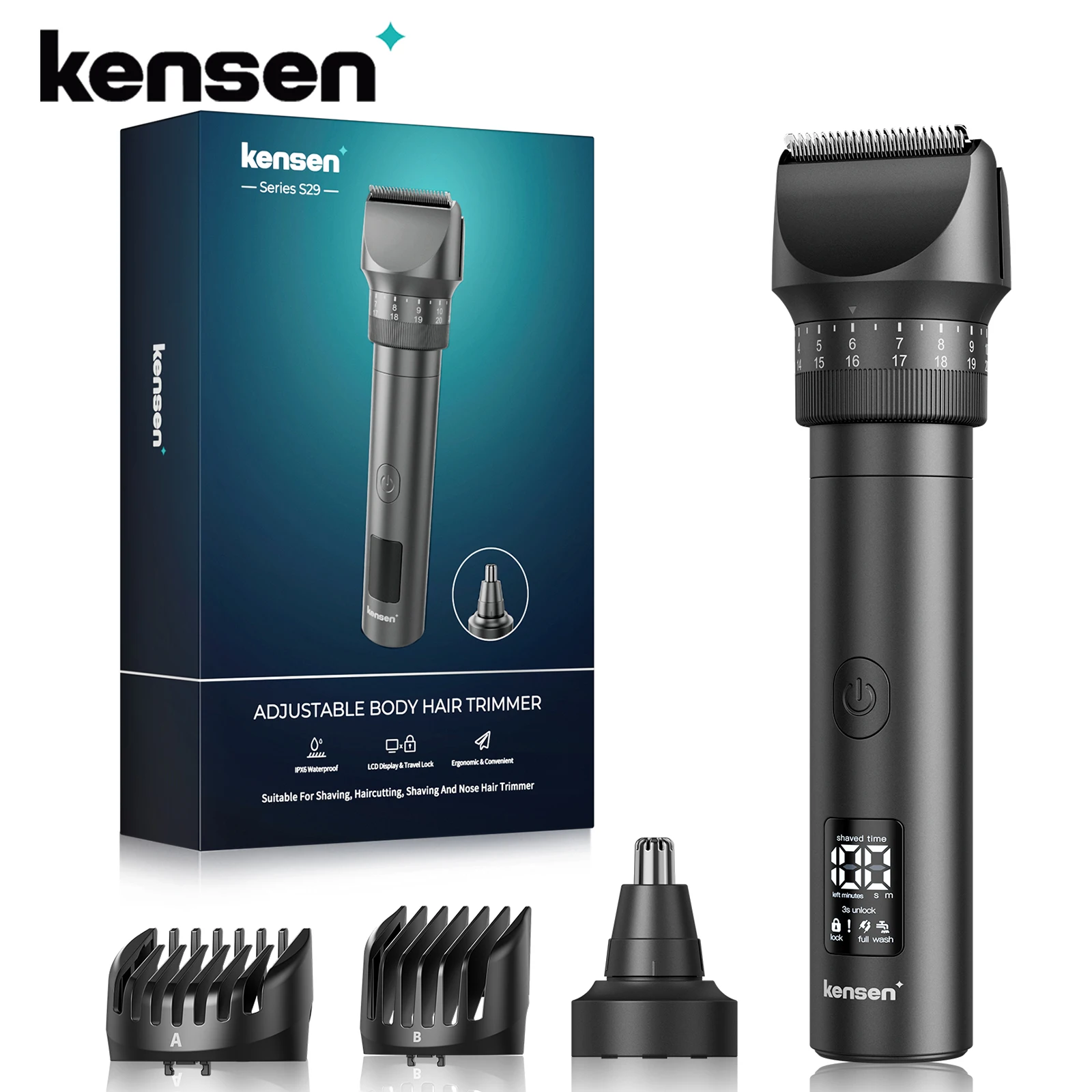 Kensen S29 Hair Trimmer for Men 2 in 1 Adjustable Hair Clipper Kit