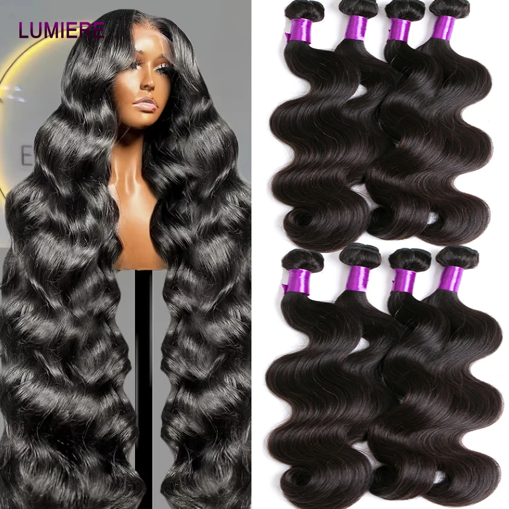 30 34 Inch Body Wave 3 4 Bundles Brazilian 100% Raw Virgin Unprocessed Human Hair Wavy Double Drawn Hair Bundles Weave Extension