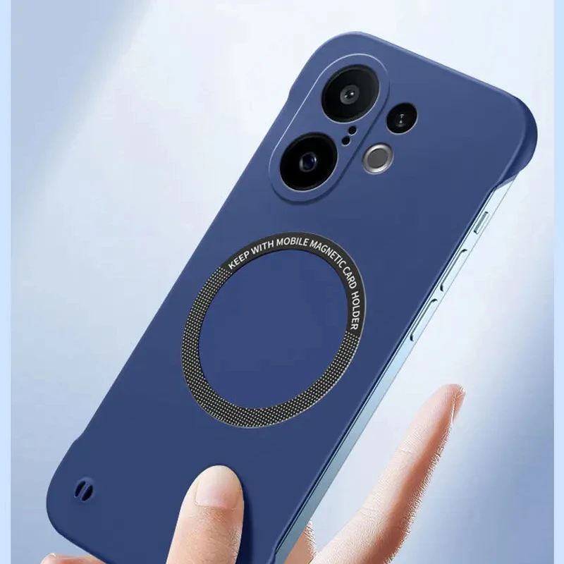 Ultra-Thin Frameless Magnetic Phone Case with Matte Hard Back Cover and Wireless Charging Compatibility