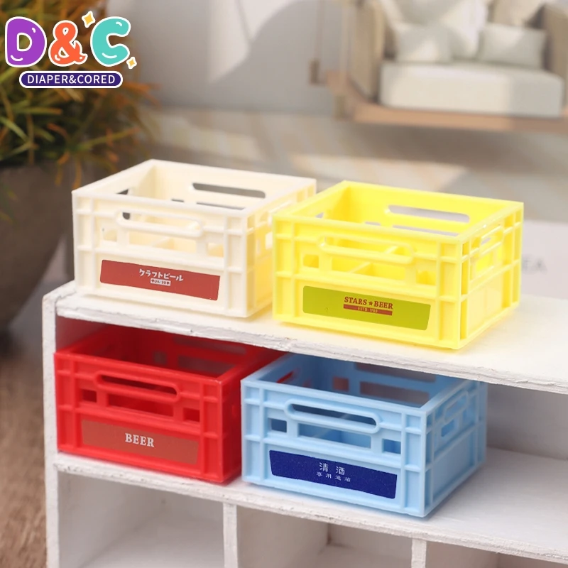 

1:12 миниатюрная корзина для кукольного домика, корзина для хранения напитков, пиво/Кофи, аксессуары для кукольного домика