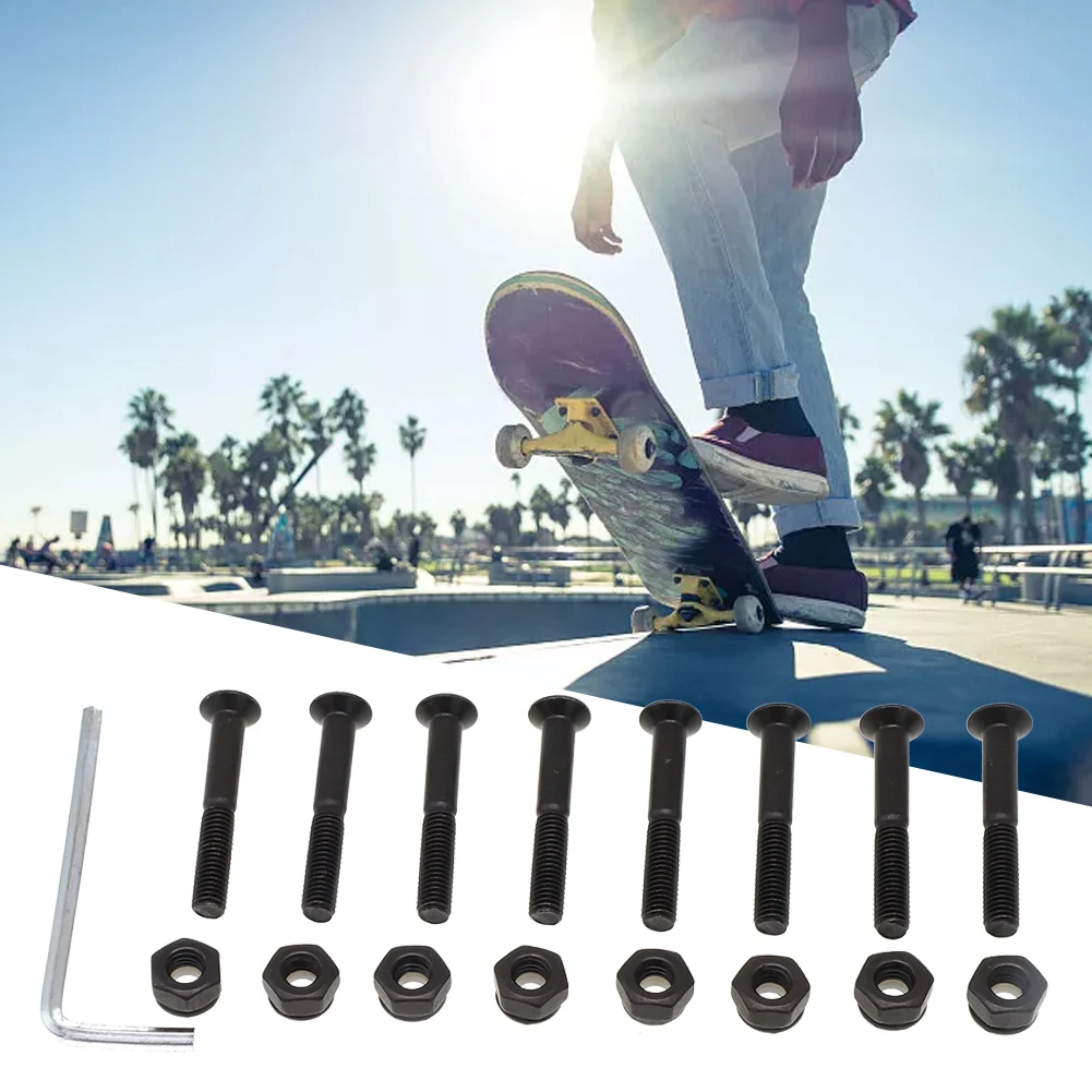 

16pcs M5 30/35/53mm Skateboard Replacement Screws Nuts Carbon Steel Screw Bolts Four-Wheeled Anti-rust Longboard Accessories