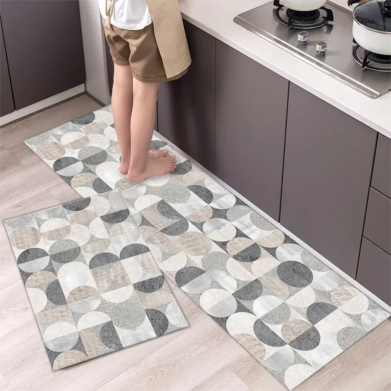 

Modern Anti-slip Home Kitchen Mat Fashion Simple Cartoon Soft Rug Bath Long Strip Absorption Doormat Entrance Washable Durable