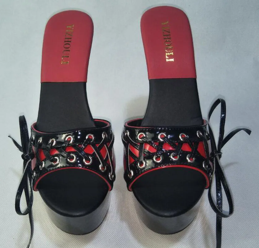 New For Women 6 Inch High Heel Heels Fashion Strappy, Platform Black Women's Sexy 15cm dance shoes