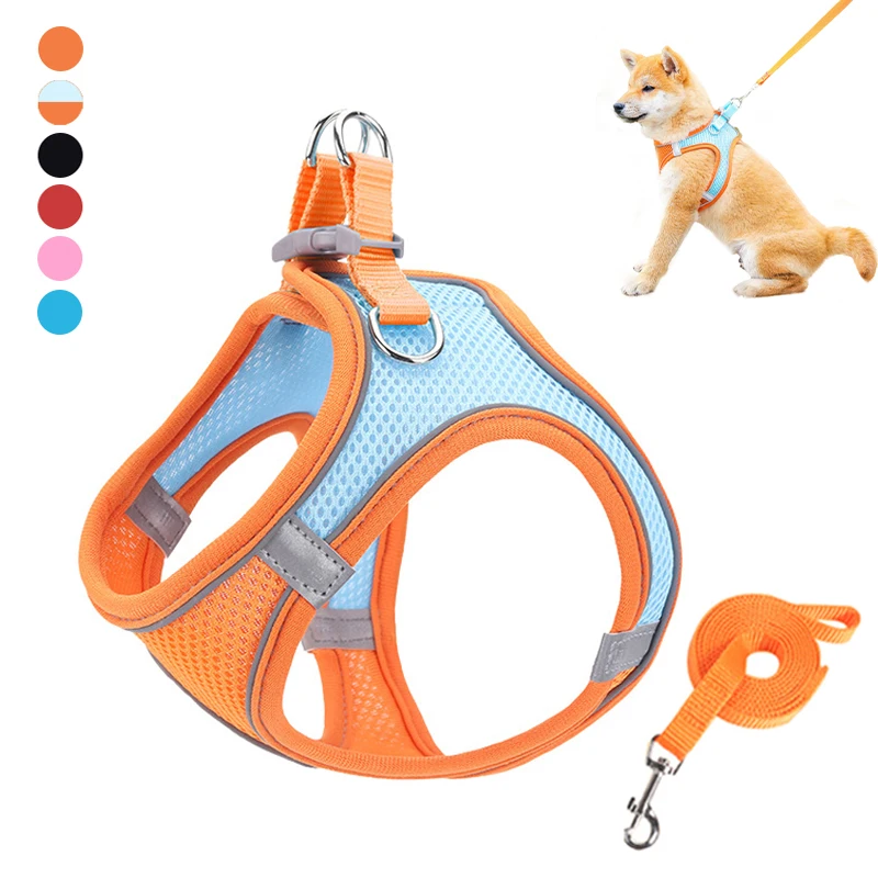 Reflective Dog Harness Leash Breathable Pet Harness for Small Medium Dogs Cat Puppy Chest Vest Walking Leash Set Dog Accessories Reflective Dog Harness Leash Breathable Pet Harness for Small Medium Dogs Cat Puppy Chest Vest Walking Leash Set Dog Accessories