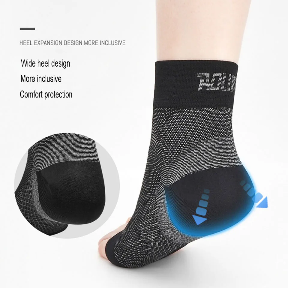 AOLIKES 1 PCS Sports Ankle Brace Compression Sleeves Plantar Fasciitis Sock for Achilles Tendonitis,Joint Pain,Reduces Swelling
