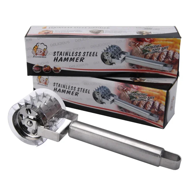 1Pcs Stainless Steel Meat Tenderizer Chopper Roller  Hammer For Steak Knock-Sided  Pork Pounders Cooking Kitchen Tools