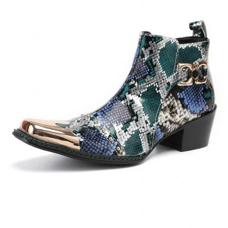 Мужские ковбойские ботинки из натуральной кожи