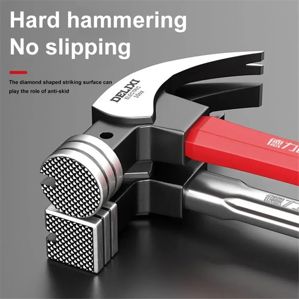 Multifunctional Hammer DELIXI Genuine Fiber Claw High Carbon Steel Hammer Handle Woodworking Nail Pulling and Hammering Tools 3