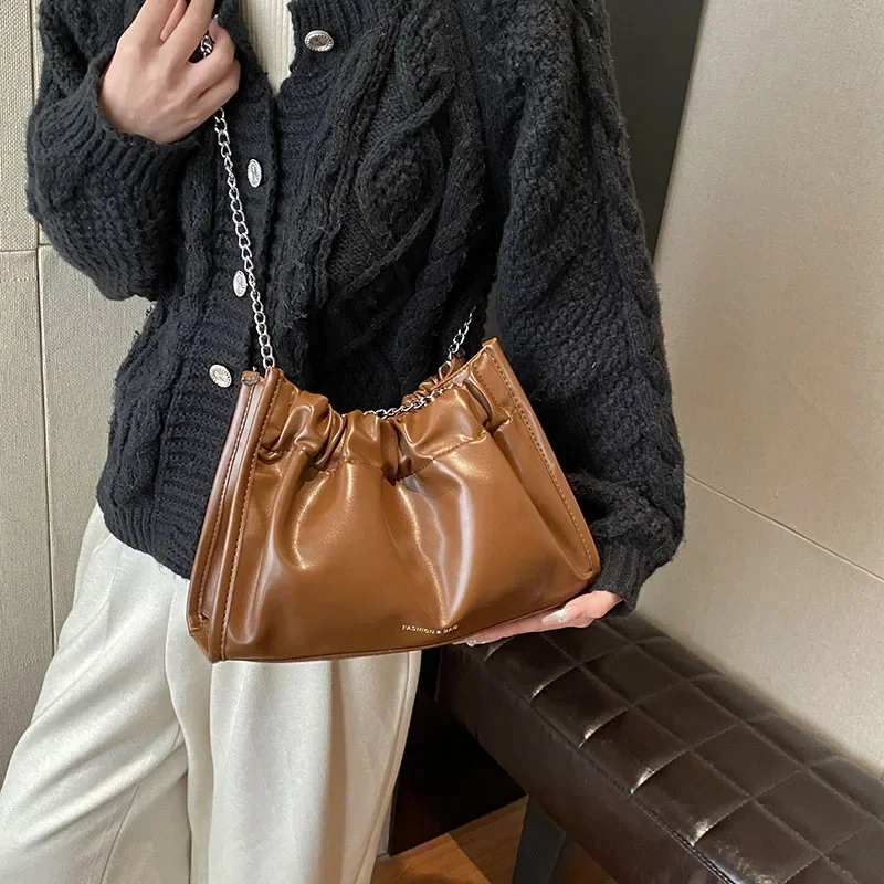 Free Shipping New Chain PU Women's Bag High Quality Versatile Fashion Shoulder Bag Large Capacity Trendy Casual Crossbody Bag