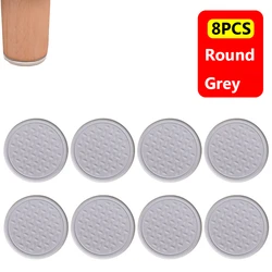 8 - Pack Silicone Furniture Leg Pads - Self - Adhesive, Anti - Slip Floor Protectors for Silent Chairs and Sofas (50x50mm - Round Grey)