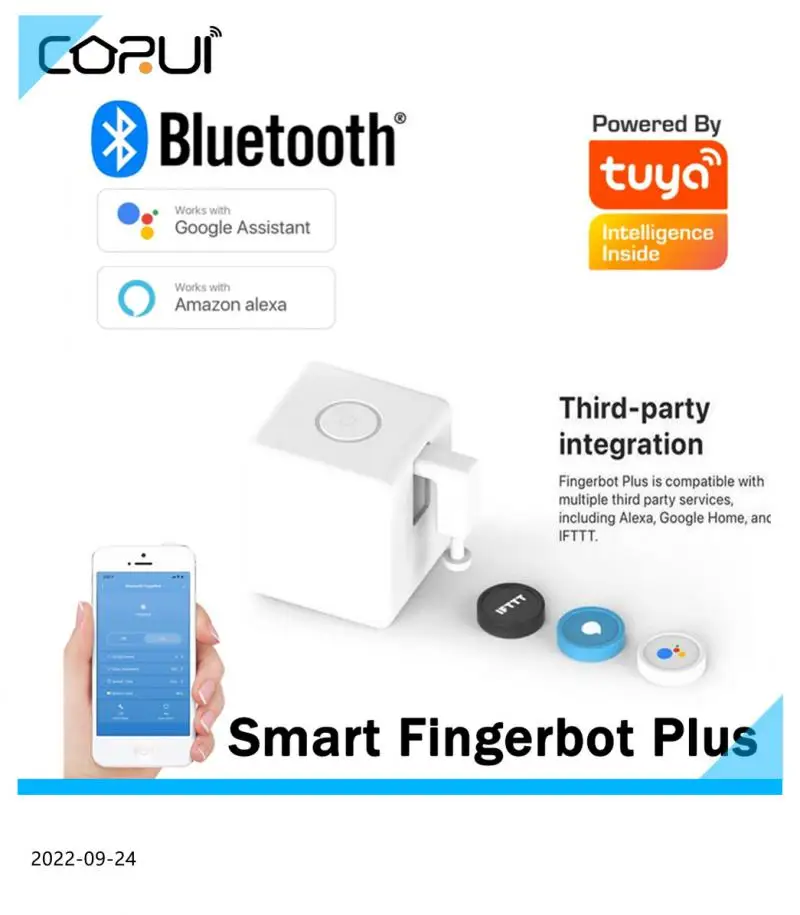 

CORUI Tuya Smart Bluetooth Button Switch Smart Home Knob Switch Voice Control Smart Life App Works With Alexa Google Home