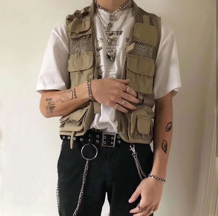 Men's Sleeveless V-neck Multi Pocket Vest For Summer Photography Fishing Outdoor Leisure Mountaineering fashionable vests sleeveless vests sleeveless vest