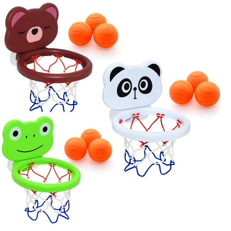 Mini panier de tir pour bébés et enfants, ensemble de jeu dans la baignoire, panneau de basket-ball avec 3 jouets amusants pour le bain de douche IkFunny pour les tout-petits